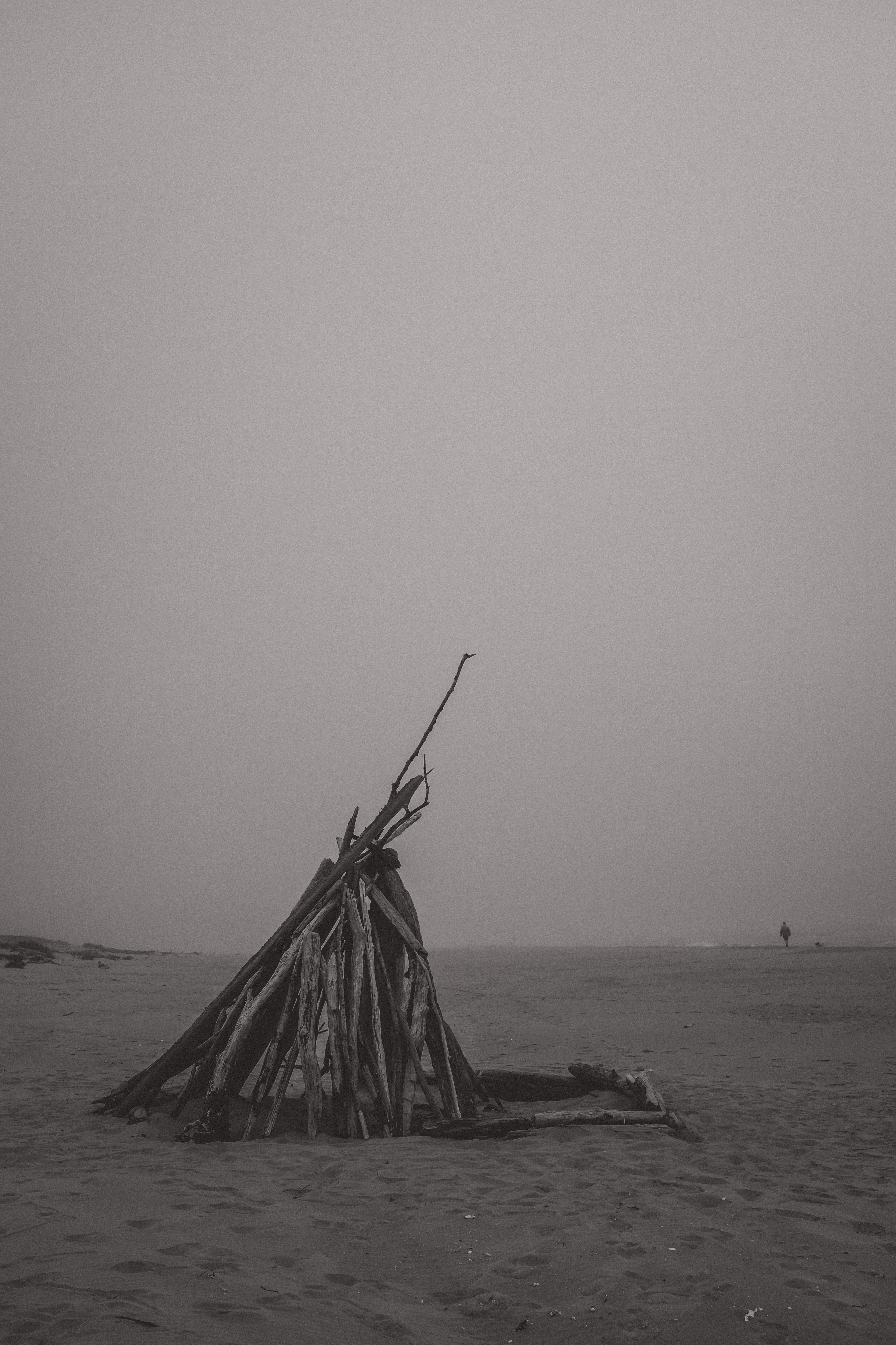 Stick Wigwam on the Beach - Notice the Space